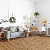 Sorbus 80 Sq. Ft. Wood Grain Floor Tiles Foam Mat EVA Interlocking Mats Tile 3/8-Inch Thick Flooring Wood Puzzle Exercise Mats w/Borders - Home Playroom Basement, Apartment, Trade Show, Baby, Dance