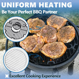SafBbcue Round Cast Iron Grill Grate for Char-Griller AKORN Jr. Portable Kamado Charcoal Grill and Smoker Replacement Parts, Charcoal Grate for Kamado Akorn E86714 Grills Accessories, with Grid Lifter