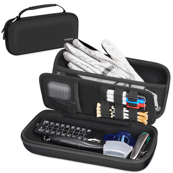 YOREPEK Golf Glove Holder with Removable Golf Glove Shaper, Protective Hard Shell Golf Accessories Case Bag (Black Small)