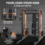 Garvee Power Cage, 2000LB Power Rack with Independent Dual Pulley System, Multi-Function Workout Cage Home Gym Workout Machine for Cable Crossover