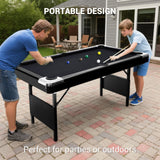 6FT Folding Pool Table for Adults & Famil, Portable Billiards Table Set with Full Accessories, Includes Balls, 2 Cue Sticks, Chalk, Felt Brush, for Home, Basement, Man Cave, Black