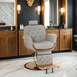BarberPub Heavy Duty Barber Chair, Professional Reclining Salon Chair for Hair Stylist, Hydraulic Pump Barber Chairs for Barbershop, Salon&Spa Equipment 9246 (Grey)