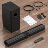 Saiyin Sound Bar for Smart TV with 5.25 Inch Subwoofer, 100W 24 Inch Soundbar for TV, TV Soundbar with Optical, ARC, AUX and Bluetooth 5.3 Inputs, Detachable Surround Sound System for TV