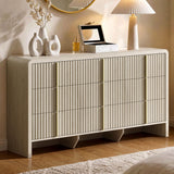 ModernMate Fluted 9 Drawer Dresser for Bedroom, 64.2" Wide White Chest of Drawers, Modern Wood Storage Cabinet with Metal Handles, Anti-Tip Clothes Organizer, Grey