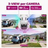 [Doorbell + 4-CAM] XMARTO 6MP Tri-Lens Wireless Security Camera & Smart Doorbell Set, 4Pcs 3-View 360°PTZ AI Tracking Cam & 16CH 4K WiFi6 NVR (500GB HDD) & 2.4G/5G Dual Band Doorbell, No Monthly Fee