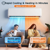 Albott Mini Split Air Conditioner and Heater, 36,000 BTU, SEER2 18, 208-230V Inverter Energy-Efficient AC with Self-Cleaning, Remote and APP Control, Easy Installation, Cools up to 2500 Sq.Ft.
