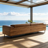 NessCarsti 111.81" Minimalist Outdoor 4 Person Patio Sofa Couch, Brown