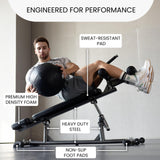 Finer Form Semi-Commercial Decline Sit Up and Flat Weight Bench. Adjustable Fitness Equipment and Exercise Bench for Abs, Crunches, and Strength Training