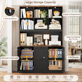 Tall File Bookcase with Power Outlet & Printer Stand, 2 Drawer Filing Cabinets for Home Office Fit Hanging A4 File