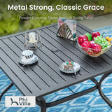 PHI VILLA Patio Dining Set, 4 Stackable Chairs& Square Metal Table