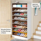 Tribesigns 2PCS Shoe Cabinet, 9 Tiers 40-45 Pairs Heavy Duty Wood Freestanding Shoe Storage Cabinet, 70.8'' Tall Shoe Cabinet with Open Storage for Entryway (White & Brown)