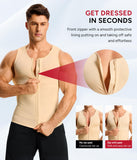 Nebility Compression Shirt Men Tank Top Compression Undershirt Mens Shapewear Body Shaper Waist Trainer Tummy Control Vest, Beige - 3X Large