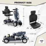 MobiCyc Heavy Duty Mobility Scooter for Adults & Seniors, 500W Motor, 20/30 Miles Long Range, 450 LBS Capacity, Removable Lithium Battery, 10" All-Terrain Tires, with Windshield & Suspension