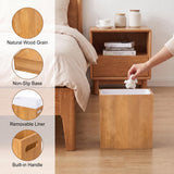 iEGrow 3 Gallon Wooden Trash Can, Small Wood Waste Basket with Liner