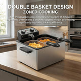 Electric Deep Fryer for Home Use, 1800W Stainless Steel Countertop Fryer with 5L Oil Tank, Removable Frying Basket & Adjustable Temperature