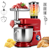 VIVOHOME 6-in-1 Stand Mixer, 8.5 Quart Electric Tilt-Head Kitchen Mixer with Bowl, Multifunctional Food Mixer for Cake, Bread, and Dough, Red