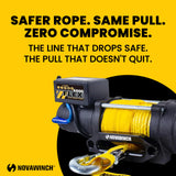 Novawinch Flex 5000 lb Trailer Winch 12V Electric - Synthetic Rope, IP68 Sealed Planetary Gearbox, Hawse Fairlead, Auto-Lock Brake, Waterproof Remote - Flatbed, Boat Trailer, Equipment Hauler, SAE