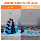 JOSMIMIC Coral-Inspired Dumbbell Rack Stand, 4 Tier A-Frame Design Weight Rack with Handle, Compact & Space-Saving Dumbbell Holder for Home Gym (Dumbbells Not Included) Josmimic