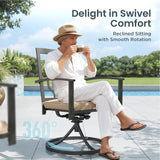 PHI VILLA 9 Pcs Outdoor Dining Set, Expandable Metal Table&8 Swivel Chairs