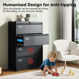 4 Drawer Lateral File Cabinet with Lock, Metal Filing Cabinets for Home Office