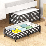 Wisuce Bamboo Under Bed Storage Containers- Underbed Organizer with Wheels with Dust Bag,Sturdy Wood Rolling Under the Bed Shoe Storage Organizer Drawers (Black, 2 Pack (33.07"×16.54"))
