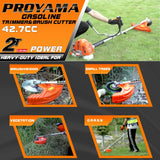 PROYAMA 42.7cc Gas Weed Wacker, 3 in 1 Weed Eater Gas Powered, Brush Cutter and Gas String Trimmer 2-Cycle Extreme Duty