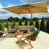 PURPLE LEAF Patio Umbrella 9' x 12' 360° Rotation, Wood Grain, Beige