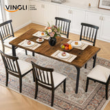 Farmhouse Dining Table for 6-8 People, Large Rustic Wooden Kitchen & Dining Room Table