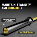 RitFit Elite 6.6ft Olympic Barbell, Robust 33lb Barbell for Weightlifting and Powerlifting, Superior Olympic Bar with Exceptional 900lbs Load Capacity, Weight Bar for 2” Standard Plates Sliver/Yellow