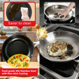 Agerma 10-Inch Nonstick Frying Pan, Tri-Ply Stainless Steel Skillet with Reinforced Coating, Detachable Handle with Silicone Sleeve, Dishwasher and Oven Safe, Induction Compatible,Woks & Stir-Fry Pans