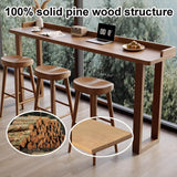 Modern Farmhouse Solid Wood Bar Table, 86.6" Long Narrow Counter Height Dining Table with Raised Edge, Space-Saving Rectangular High Table for Kitchen, Coffee Bar, or Window Area (Stools Not Included)