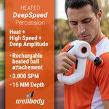 Wellbody Lite Muscle Relief Lite Deep Tissue Massage Gun | Heat Ball Tech for Trigger Points & Painful Knots | Hand-Held Convenience, 3 Speeds, Portable Massager for Muscle Recovery