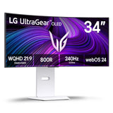 LG 34GX90SA-W 34-inch Ultragear WQHD (3440 x 1440) OLED Curved Gaming Monitor 240Hz, 1ms, NVIDIA G-Sync Compatible, AMD FreeSync Premium, VESA DisplayHDR True Black 400, webOS, USB Type-C, White