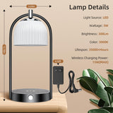 Koopala 15W Wireless Charging Bedside LED Table Lamps Set of 2, Modern Small Nightstand Lights with Type-C&USB-Port, Dimmable Night Desk Lamp for Reading Bedroom Dinner Living Room Home Office-Black