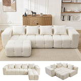 119" Boneless Couch, Cloud Sectional Couch with Deep Seat, High-Density Memory Foam and Chaise