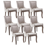 MOOLSUN Fabric Dining Chairs Set of 8, High Back Side Chairs, Modern Padded High-End Tufted Upholstered Chairs with Button-Tufted Back & Rear Pull Tabs, Solid Wood Legs C-Beige-(Wood Legs)