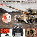 Supdex 1/16 RC Tank, Heng Long Russian T90 Army Toy with Smoke, Sound and Lights, 2.4G Remote Control Tank That Shoots with Upgraded Metal Tracks, Idler and Sprocket Wheel, Steel Gearbox, Batteries*2