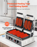 VEVOR Commercial Panini Grill, 3600W Electric Sandwich Panini Maker, Stainless Steel Double Sandwichs Press Grill with Handle and Temp Control, 19x9 in Flat Enamel Plate for Hamburger Steak Bacon
