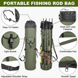 SILANON Fishing Rod Bag Pole Holder, Portable Fishing Rod Case Carrier Canvas Pole Storage Bag Travel Carry Case Waterproof Fishing Tackle Gear Organizer