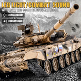 BESTYMXY RC Tank Russian T-90 Main Battle Tank, 1/16 2.4ghz Remote Control Vehicle with Sound & Light for Ages 14+