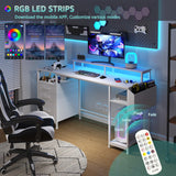 White Computer Desk with File Drawers Cabinet, 55 Inch Home Office Desk with Monitor Stand Shelves Lufeiya