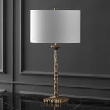 Antique Brass/White Metal Base 29-inch Dimmable Table Lamp (LED Bulbs Included) Safavieh