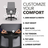 HON Ignition 2.0 Ergonomic Office Chair, Lumbar Support, Desk Chair, Frost