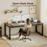 54 Inch Computer Desk with Power Outlets, 1.2" Thick Heavy Duty Industrial Office Desk