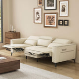 NessCarst 112.5" Dual Motor Power Reclining Sofa, Plush Faux Leather Couch