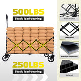 500LBS Collapsible Foldable Wagon Carts - 230L Large Collapsible Wagon Cart with 360° Swivel Brakes Wheels, Portable Utility Lightweight Folding Cart