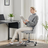 Sweetcrispy Armless Vanity Chair, Cute Comfy Home Office Desk Chair with Wheels
