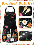 Bencailor 6 Pcs Spring Kitchen Aprons with Pockets Flower Rooster Bee Butterfly Sunflower Summer Aprons Bulk for Women(Bright Color,Flower)