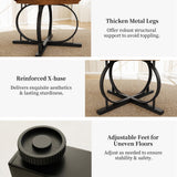 Extendable Round Dining Table Set for 6 People, 43.3"-59" Extendable Kitchen Table with 6 Upholstered Chairs