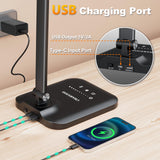 CHARYJOD LED Desk Lamp for Office Home, Height Adjustable Architect Desk Light with USB Adapter, Stepless Dimming Desk Lamp Light for Reading, Study, Workbench